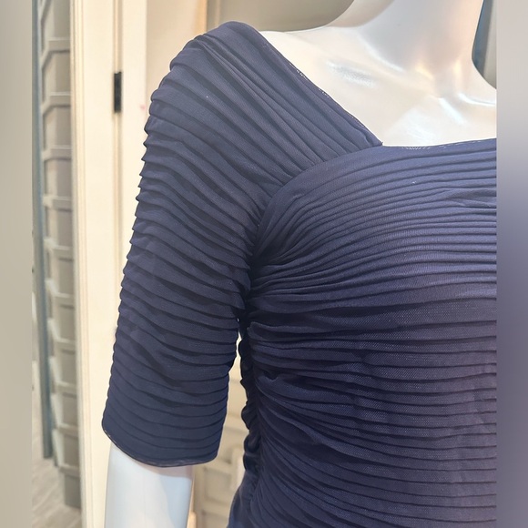 Tafashi Shoji Womens Navy Mesh Draped Dress Size M - Picture 4 of 10